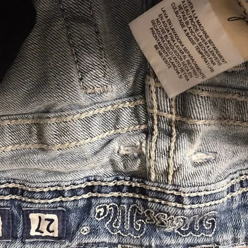 Miss Me Angel Wings Denim Capri